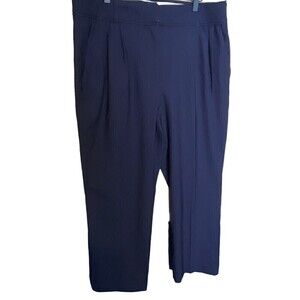 J.Crew Womens Pleated Blue Dress Pants Size 14 Polyester Wool Blend Straight Leg